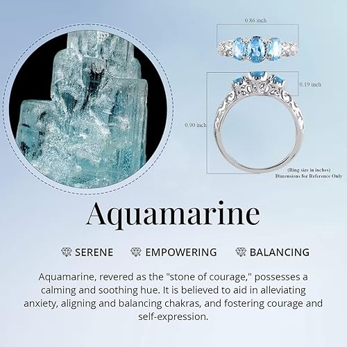 Miniatura 5 de 3 Birthstone Rings for Women in 925 Sterling Silver with Platinum Plated Daughters Mothers Ring - Gemstone Jewelry Birthday for Her Birthday Gifts