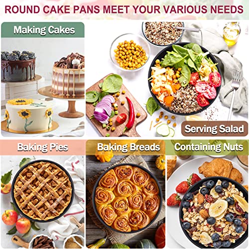 P&P Chef 8 Inch Round Cake Pan Set, 3 Piece Non-Stick Cake Baking Pans For Birthday Wedding Layer Cakes, Stainless Steel Core & One-Piece Design, Sturdy & Healthy, Black #TOP6