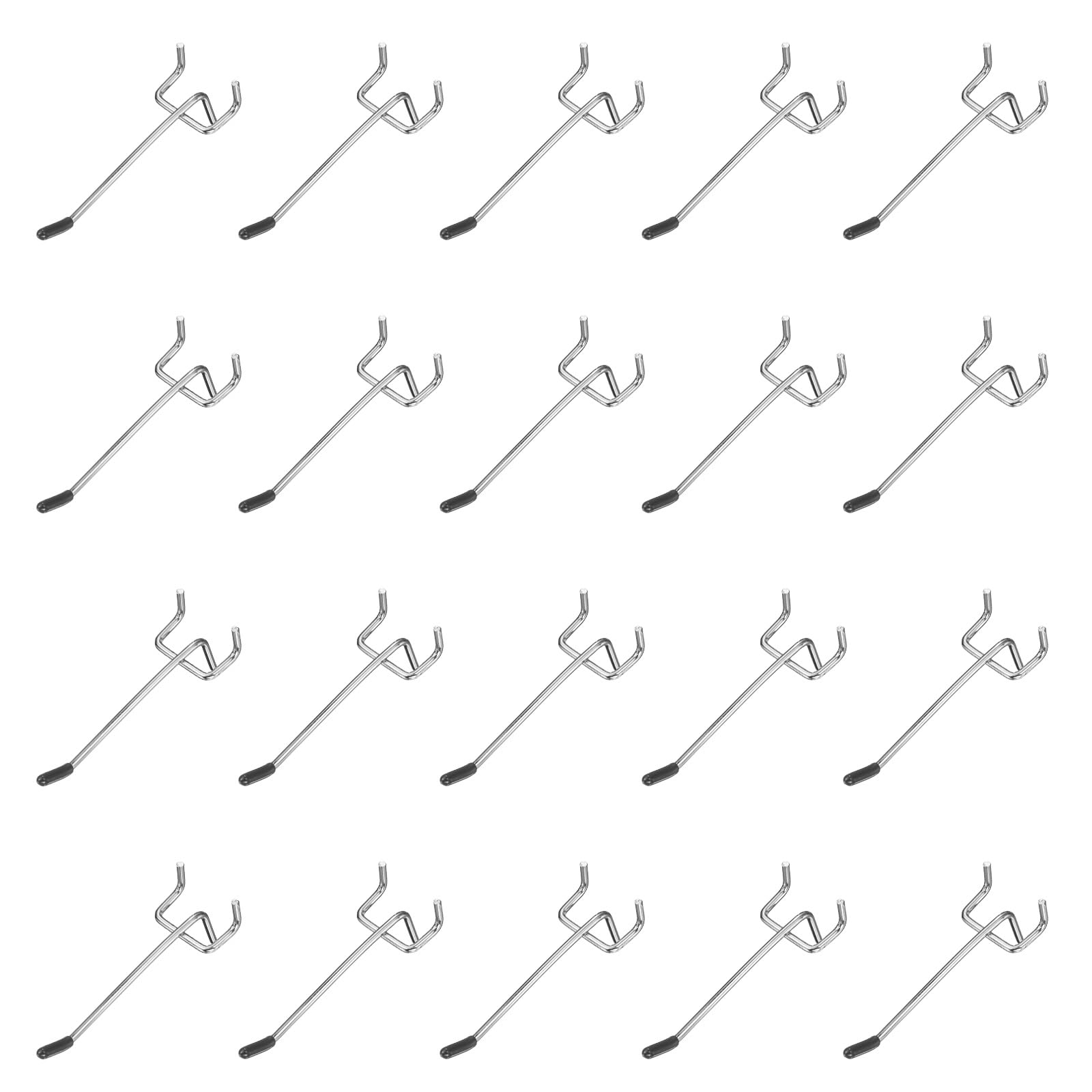 sourcing map 20Pcs Pegboard Hooks, 3.9 in L Shape Pegboard Wall Hook Heavy Duty Peg Board Shelving Hook 0.16" T Fit 1-1/4" Hole Pegboard for Wall Organizing, Garage, Kitchen, Store, Silver