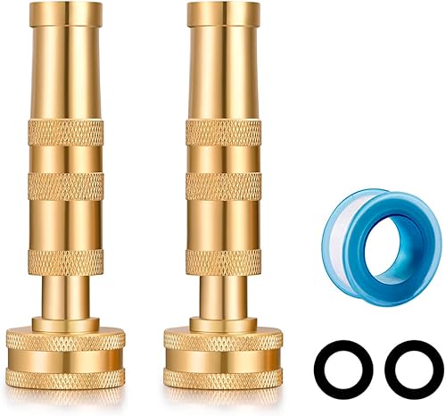 YELUN Boquillas de manguera de latón, boquilla de manguera ajustable de latón resistente, paquete de 2