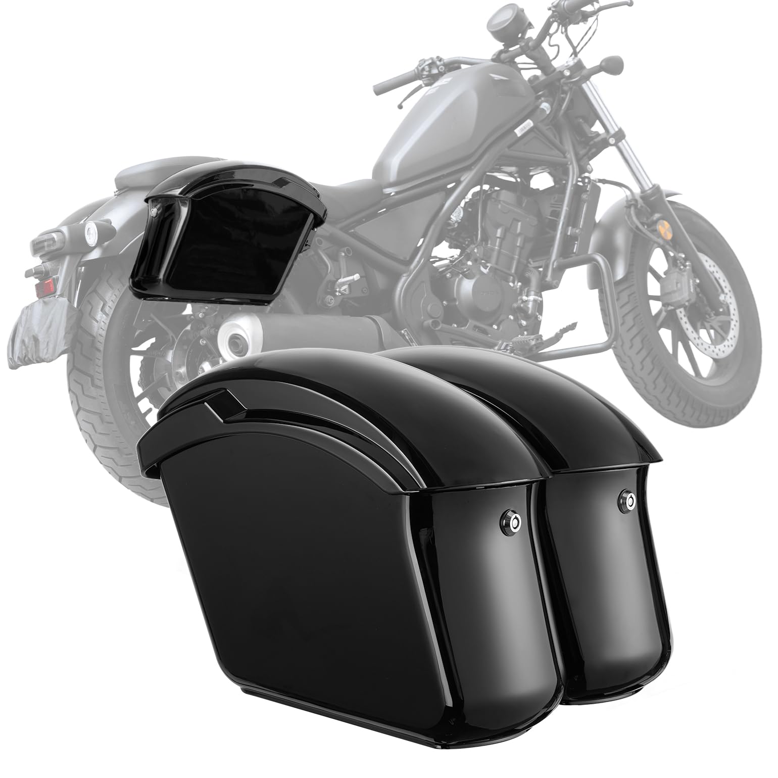 KEMIMOTO Upgraded Hard Saddlebags Impact-resistant 22L with Secure Locking Waterproof Saddle Bags Compatible with Sportster Dyna Softail CM300 Rebel Shadow Vulcan