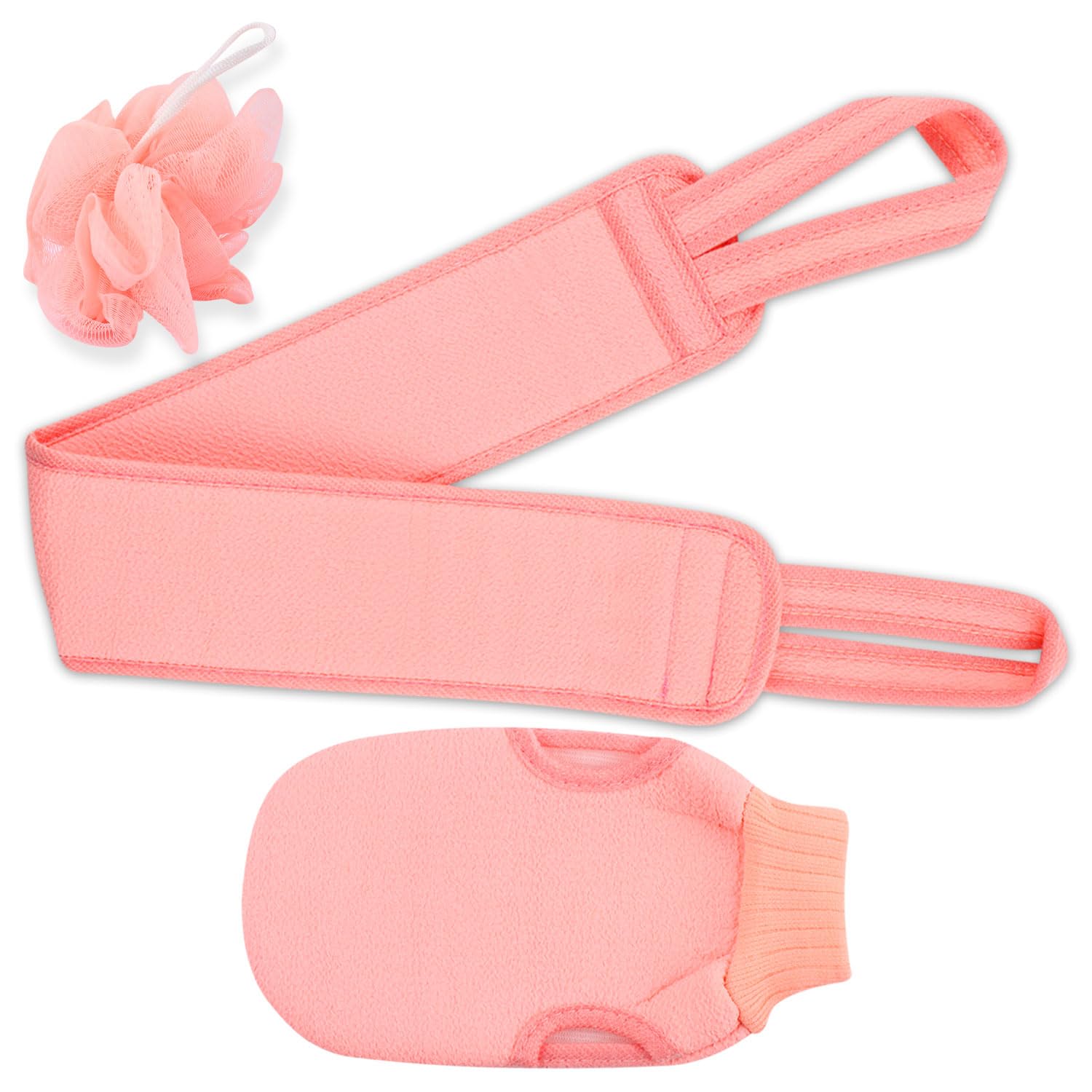 White Hawk 3pcs Exfoliating set including Exfoliating Glove, Exfoliating Towel and Loofah