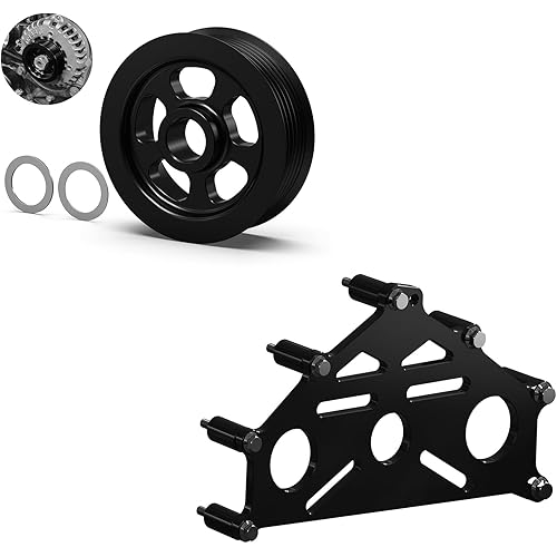 Bevinsee Engine Safe Stand Adapter Plate & OD Overdrive Alternator Pulley Compatible with Chevrolet