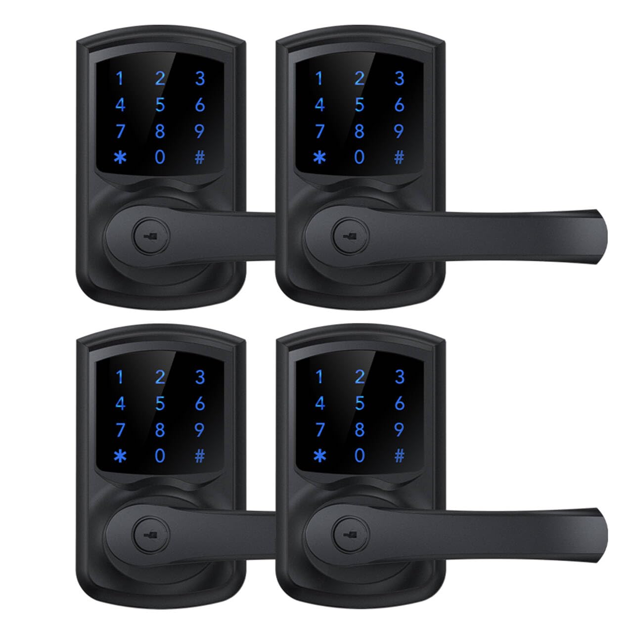 Photo 1 of HIDALIFE Keyless Entry Door Lock with Keypad and Handle for Front Doors, Touchscreen, Anti-peep Password, Auto-Locking, Matte Black 4 Pack