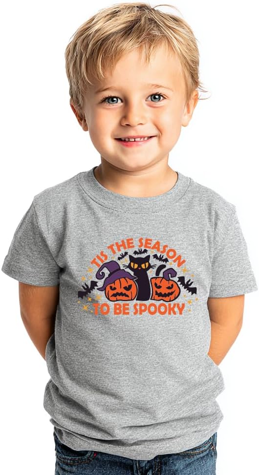Halloween Shirts for Toddler Boys Girls Kids 2-8 Years, Unisex Pumpkin Ghost Bat Soft Cotton Short Sleeve Tee - Image 2