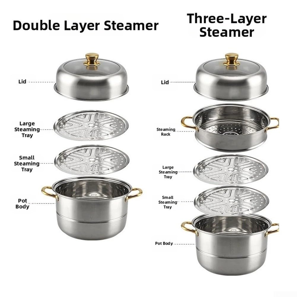 9.5L Stainless Steel Steamer Pot 2-Tier Induction(2 floors)