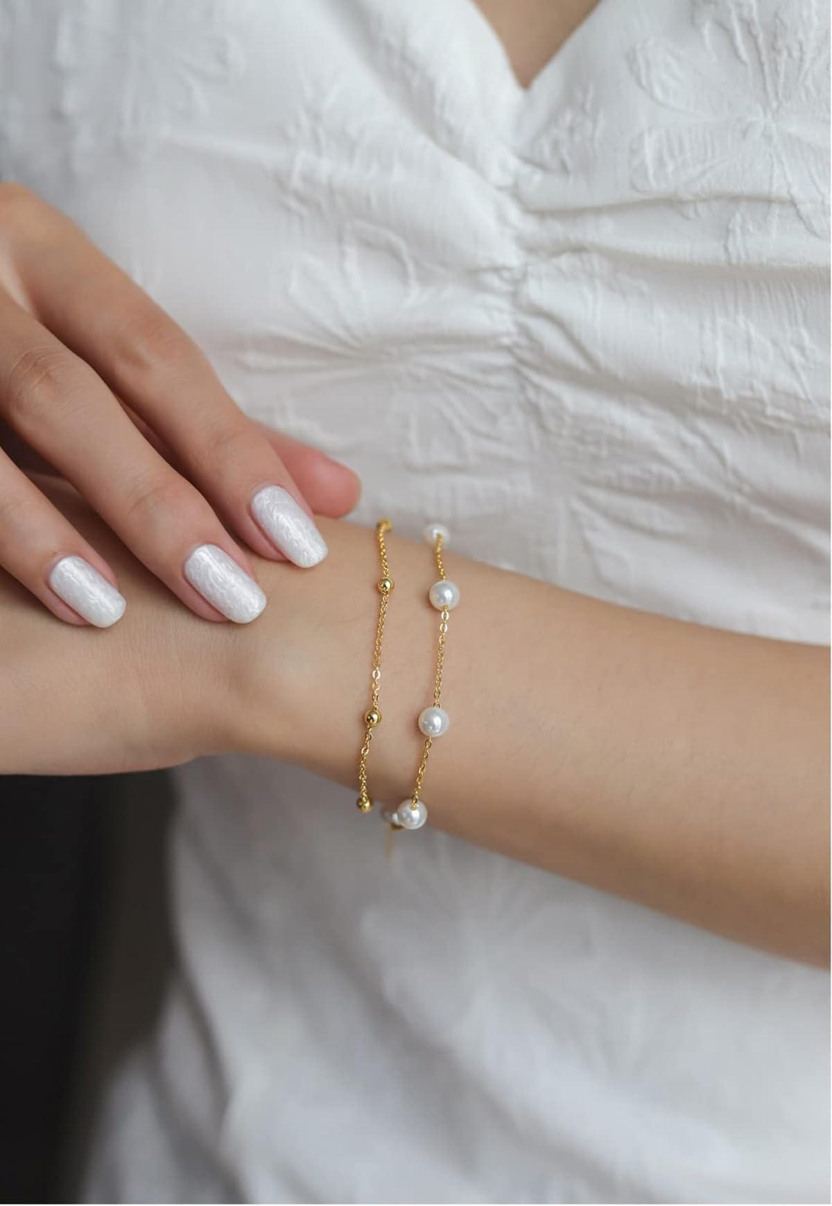 Pulsera de Perlas de Oro de 14k, Pulsera de Perlas de Agua Dulce de Doble Capa, Regalo del Día de la Madre para Madre, Esposa, Novia