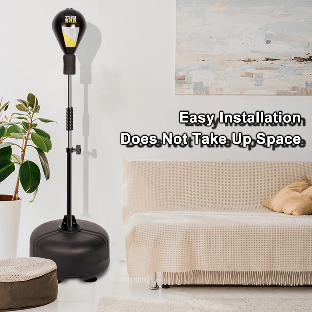 Vrijstaande Boxing Speed ​​bokszak met Reflex Bar, Heavy Boksen Ball Trainer Speed ​​Adult & Kid Solid Bokszak, in hoogte verstelbaar, Easy Setup & StressRelief (Color : Black