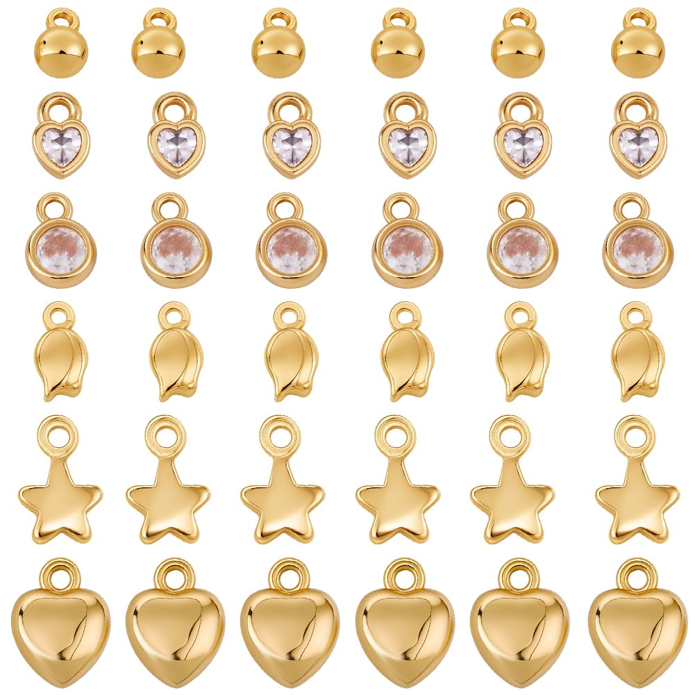 Cœur étoile métal cristal breloques laiton plaqué or pour cadeaux uniques