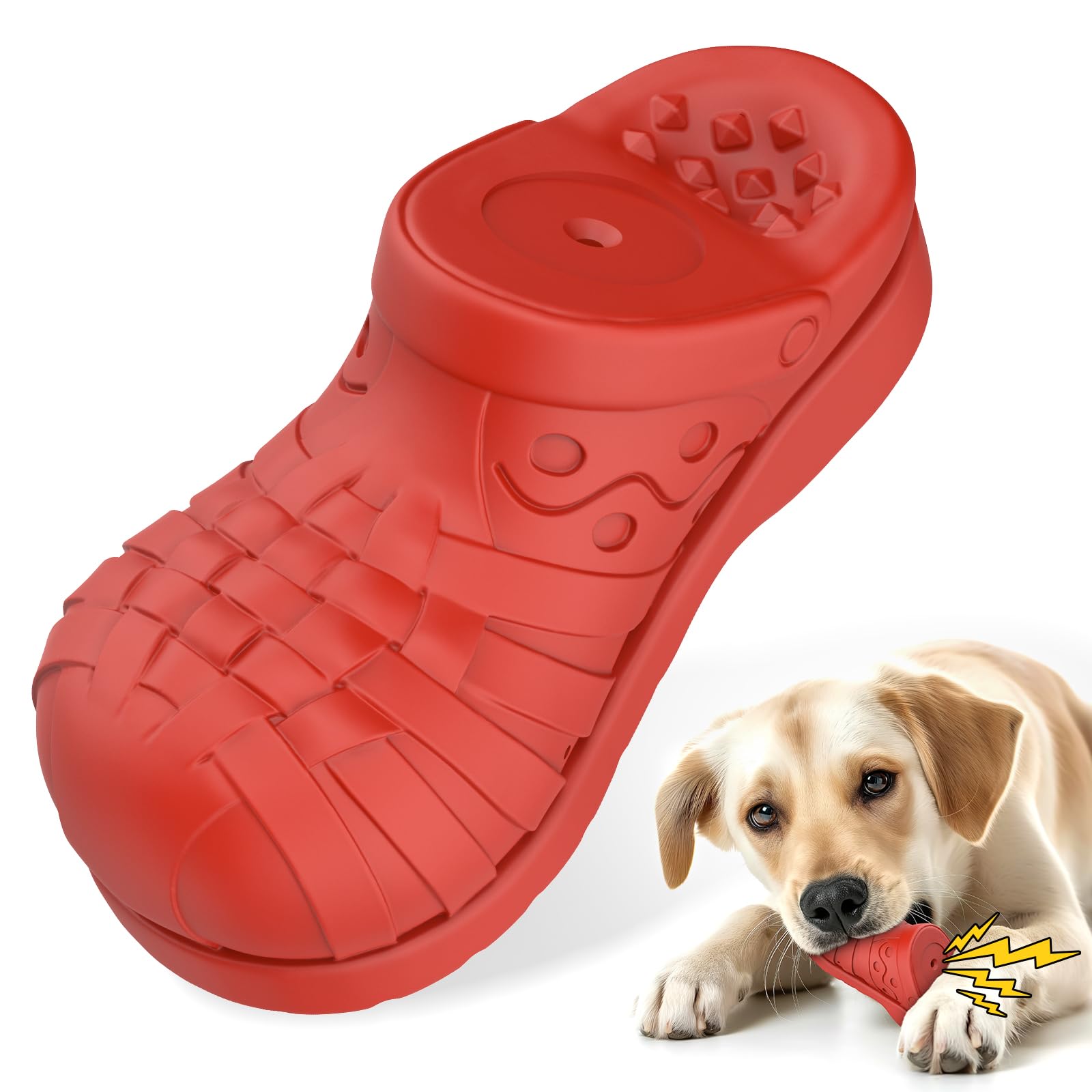 RUXAN Dog Toys - Dog Pet Puppy Chew Toys For Teething Boredom Dogs, Puppy Teething Toys Tough Dog Toys Indestructible, Natural Rubber Tough Interactive Toys For Small Medium Large Breed - Red