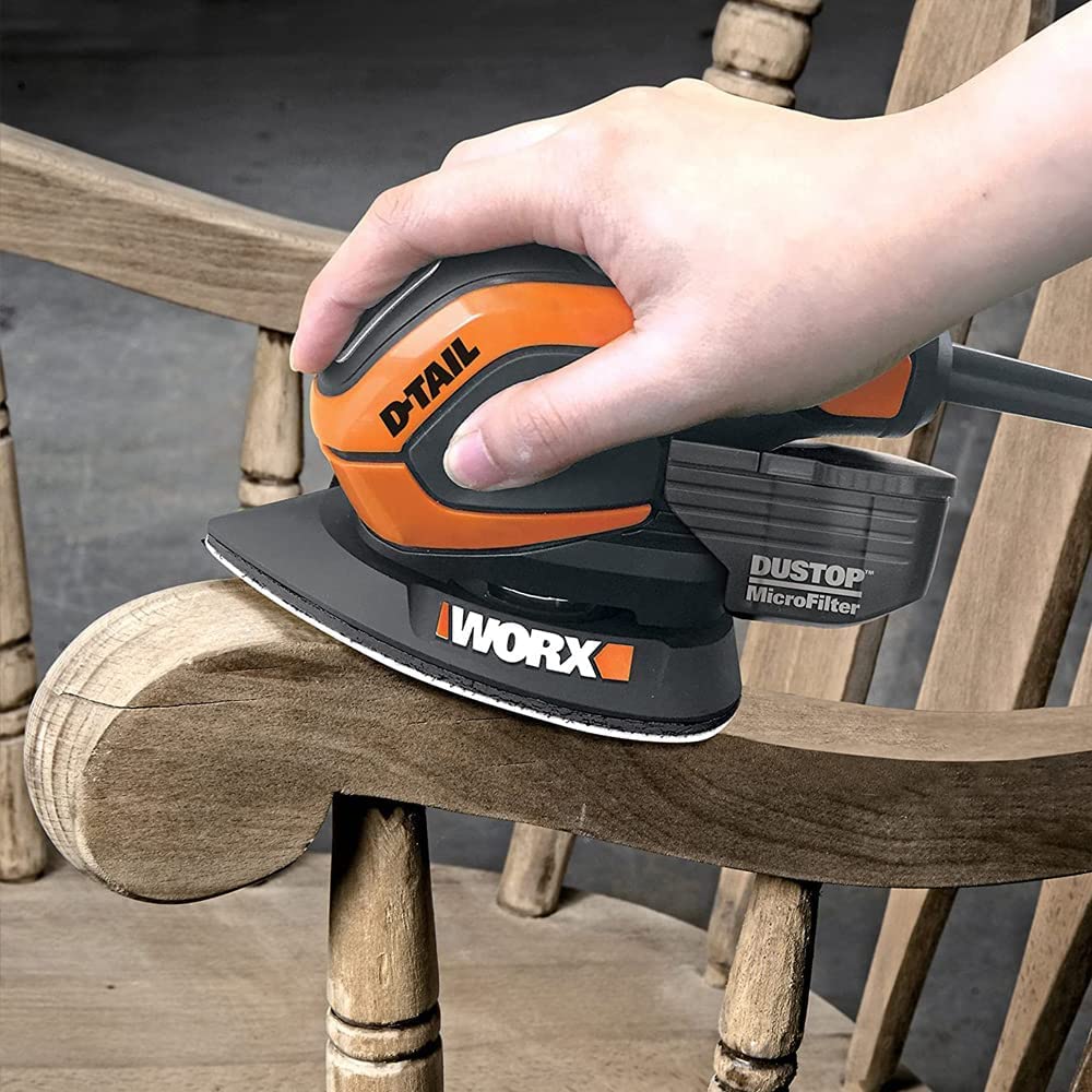 WORX Ponceuse Delta Multifonction 65W WX648, Enlèvement de Matière Elevé sur le Bois, Système de Fixation Rapide de l'Abrasif, Système Anti Poussière, Confortable, Livré Avec Accessoires