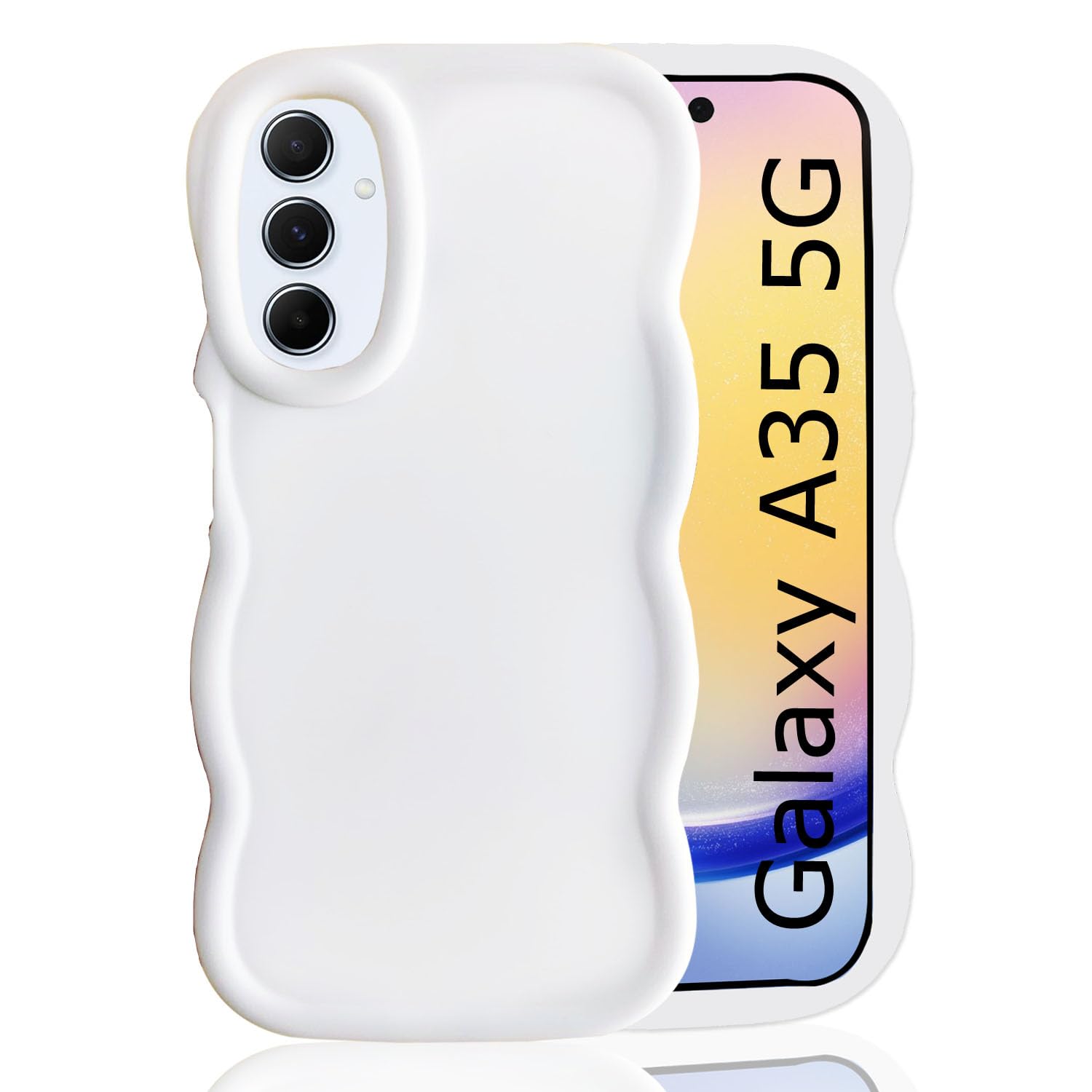 KC Back Cover for Samsung Galaxy A35 5G - Big Wave Shape Shockproof Bumper Soft Silicone Case with Camera Protection (White) (B0D9P2QVKP) Amazon Price History, Amazon Price Tracker