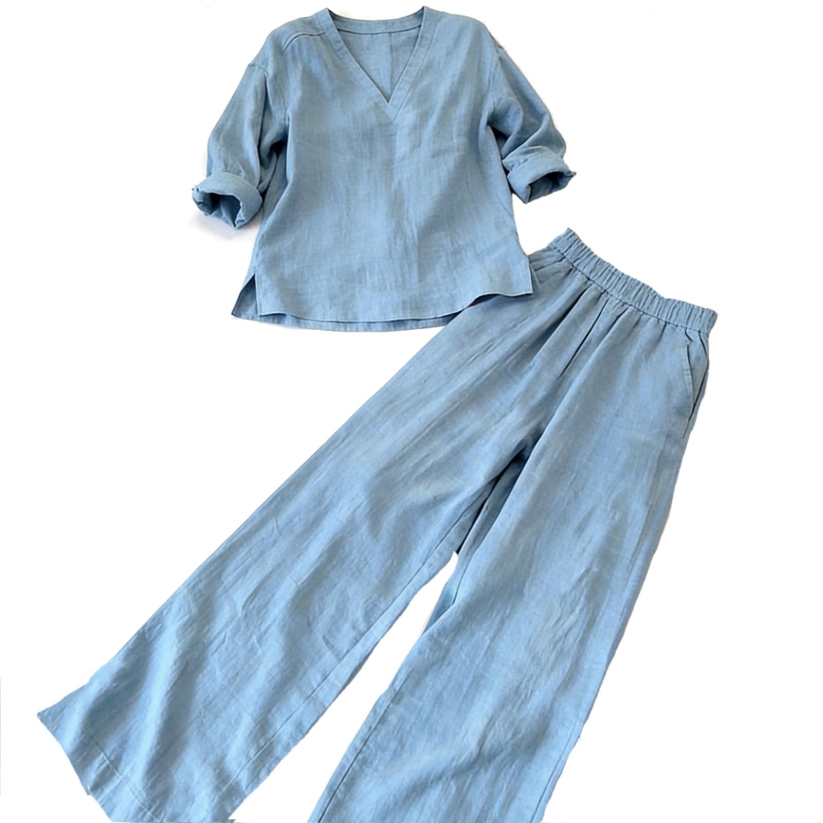 Survêtement de loisirs pour femme - Grandes tailles - Baggy - Survêtement d'été long élégant - 2 pièces - Taille courte - Survêtement de sport - Tenue de sport légère - Vêtement d'intérieur