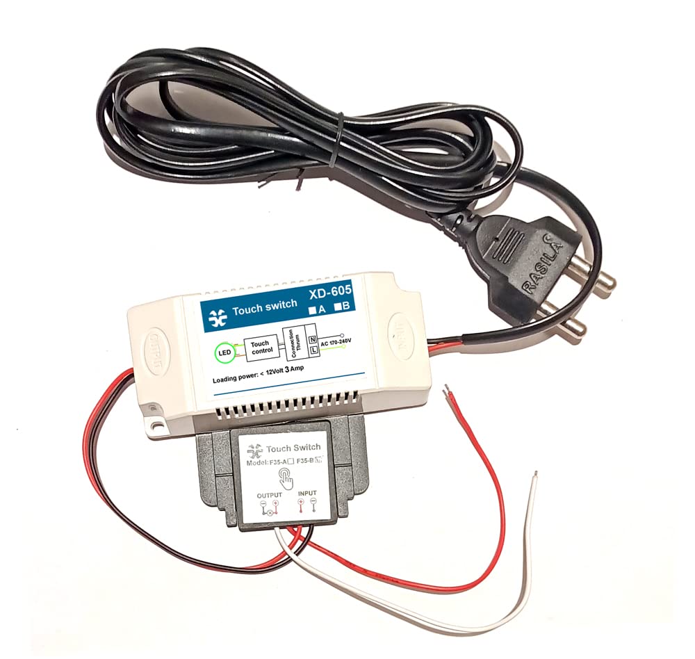 220 Volt Mirror Touch On/Off With Dimmer Switch 12VDC 3A LED Light With AC Power Cord (1 LED WITH DIMMER XD-405-A) (1 LED WITHOUT DIMMER)-image-2