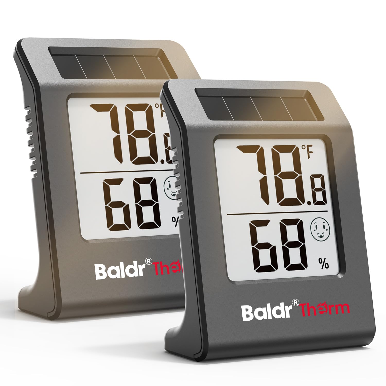 Termómetro digital e higrómetro de 2.2 pulgadas, monitor de humedad con sensor de temperatura interior alimentado por energía solar, medidor de humedad para habitaciones de bebé, dormitorios, hogar