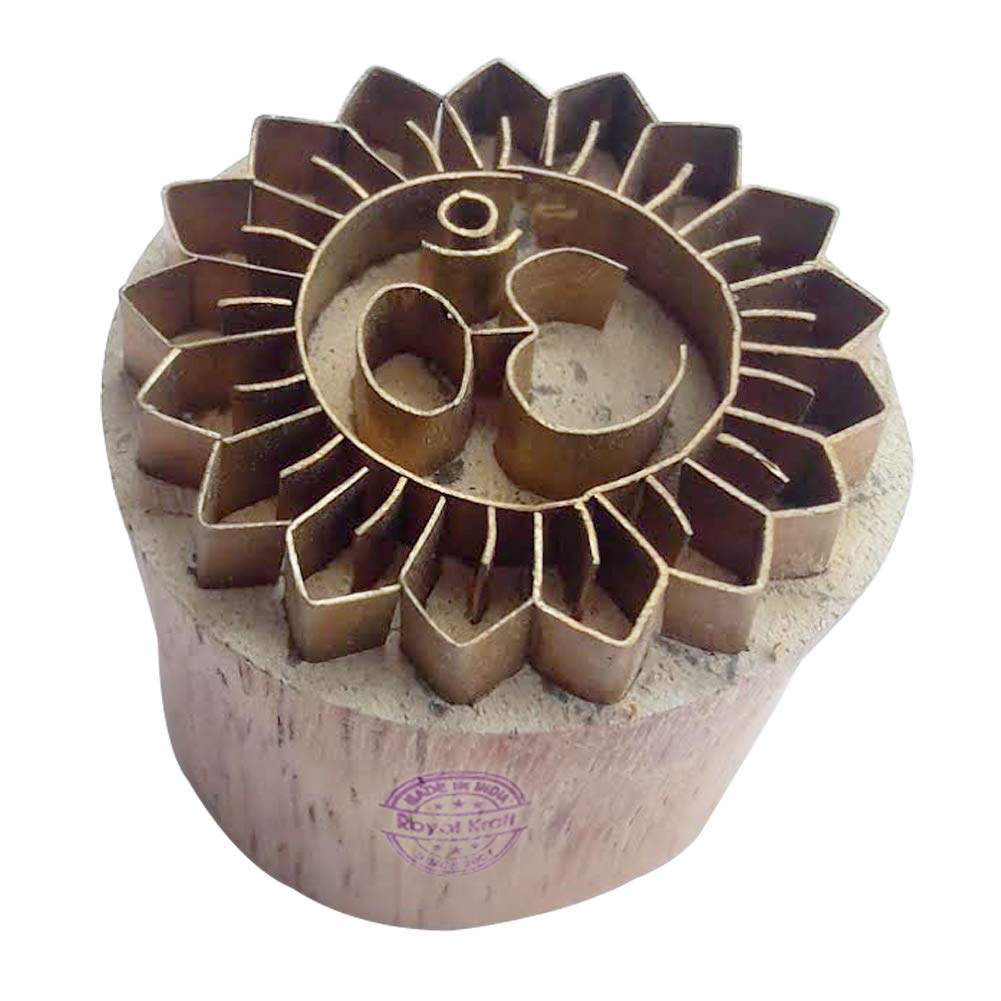 Royal Kraft Round Brass Wooden Stamps for Block Printing on Clay, Pottery, Fabric BBtag001 โ image 1