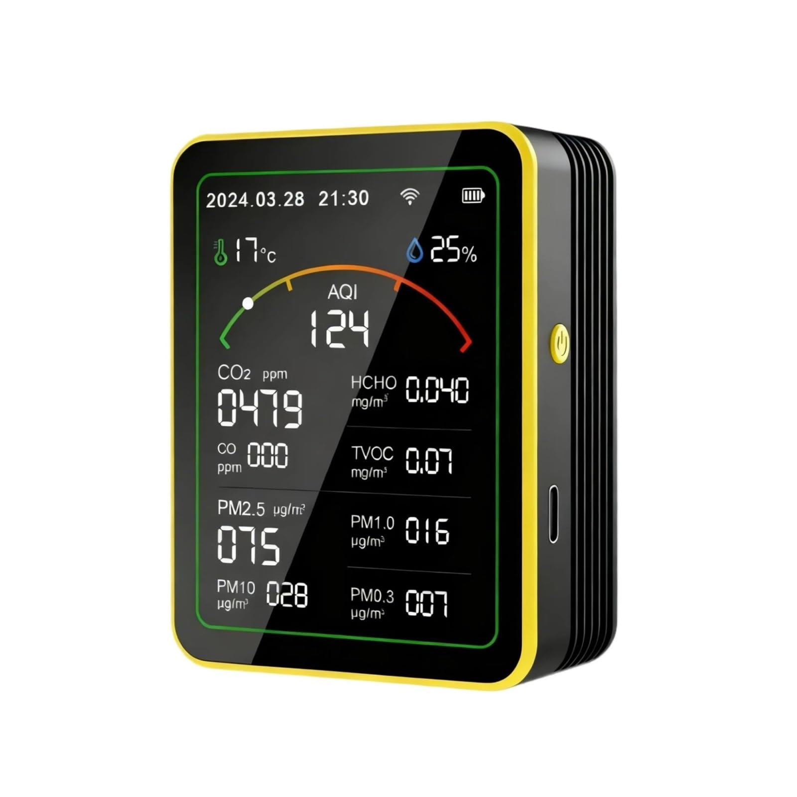 Monitor de calidad del aire, Monitor De Calidad Del Aire WiFi 15 En 1, Detector Gas, Medidor Sensor CO2 PM2.5 Recargable Por USB(MT15 Plus detector B)