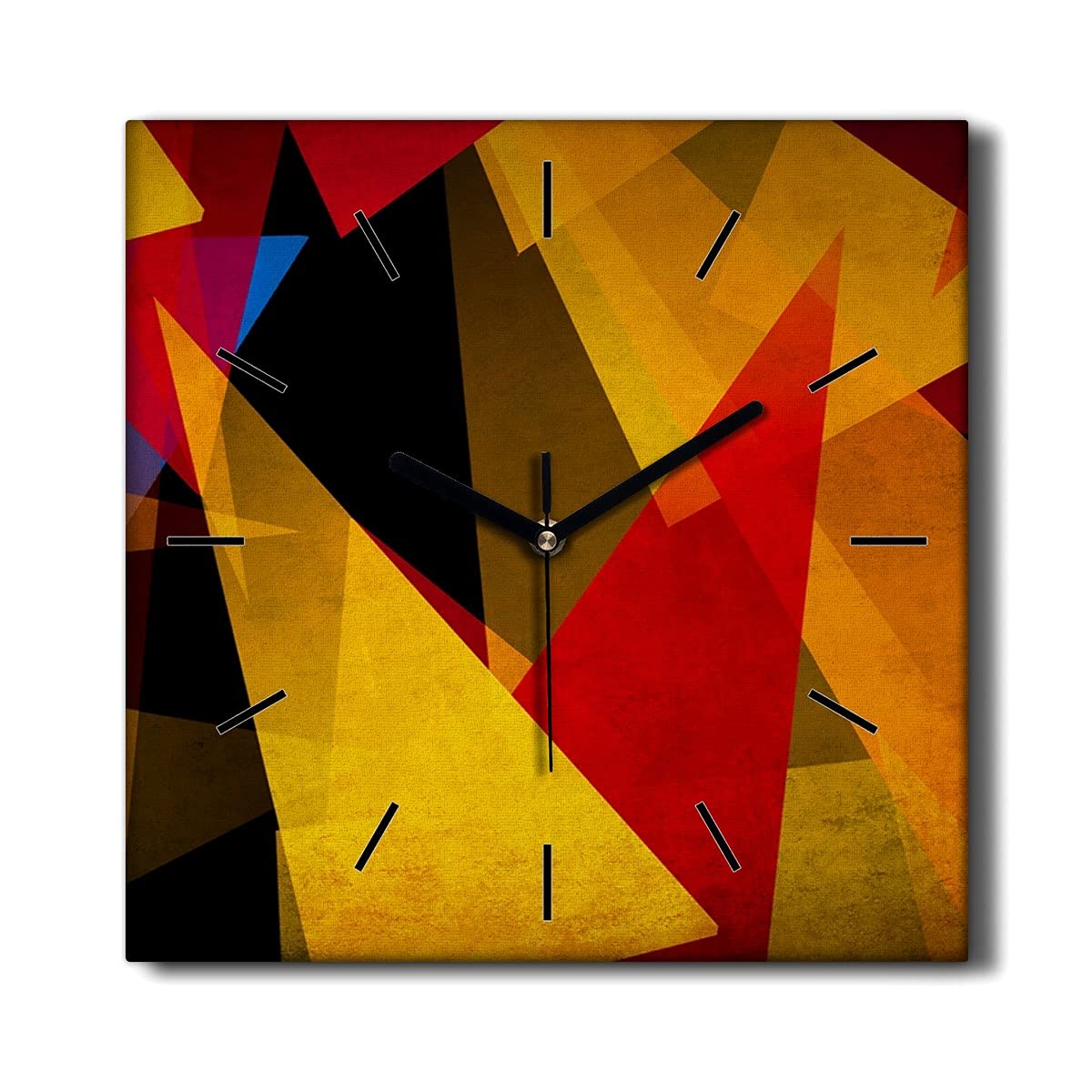 Horloge murale pour le salon décoration géométrie des triangles en toile de 30x30cm