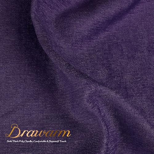Image of BRAWARM Pack of 2 Bolster Pillow Covers Cases for Couch Sofa Home Decoration Solid Dyed Striped Soft Chenille 12 X 20 Inches Plum Purple