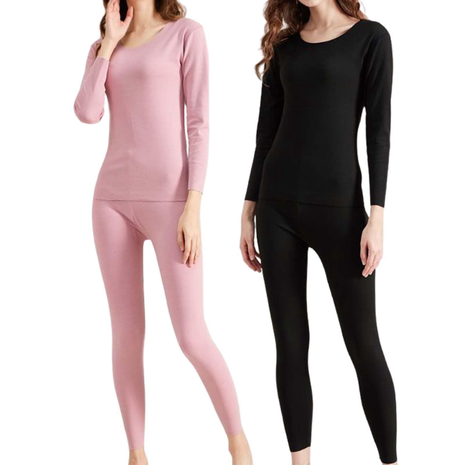 Set Intimo Termico Donna Completo Termico Donna Cotone Modal e Pizzo Maglia e Pantaloni Termici Leggeri Morbidi Aderenti Effetto Modellante per Inverno Quotidiano