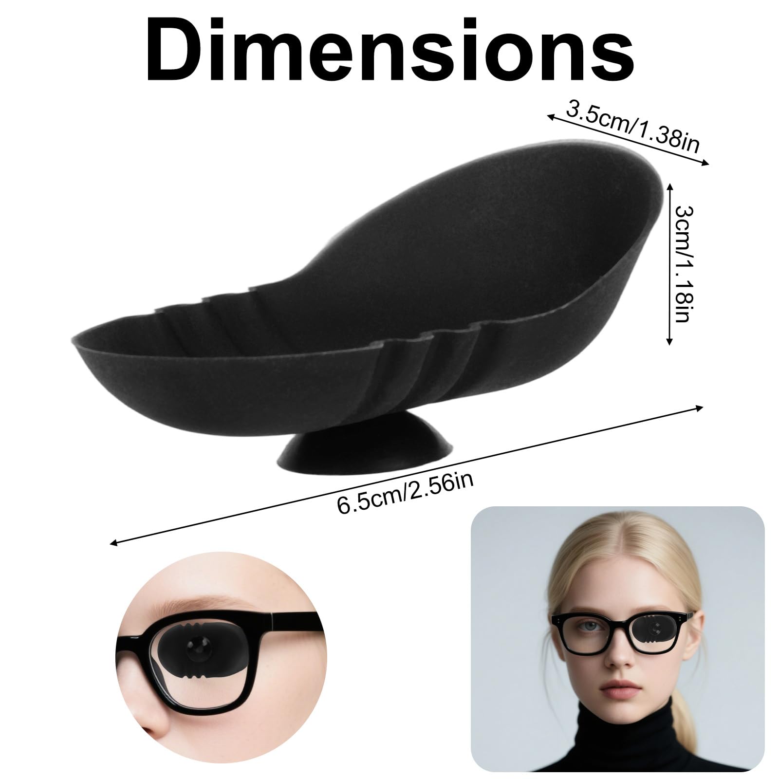 Benda Oculare, Design 3D per Contorno Occhi Benda Oculare Lavabile in Silicone con Design a Ventosa per Tutti Gli Occhiali Adulti e Bambini
