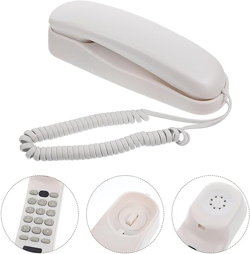 Miniatura 7 de Angoily Mini teléfono con cable de montaje en pared para el hogar, oficina, hotel, teléfono decorativo para el hogar con material estable, diseño