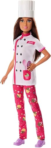 Miniatura 5 de Barbie Muñeca y accesorios, muñeca de chef de pastelería profesional con sombrero y rebanada de pastel