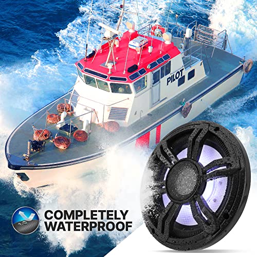 6.5 Inch Slim Waterproof Subwoofer - 150 Watts At Dual 4-Ohms Car Audio Powered Subwoofer With Multi-Color Rgb Lights And Remote Control, Pp Cone With Rubber Edge #TOP2