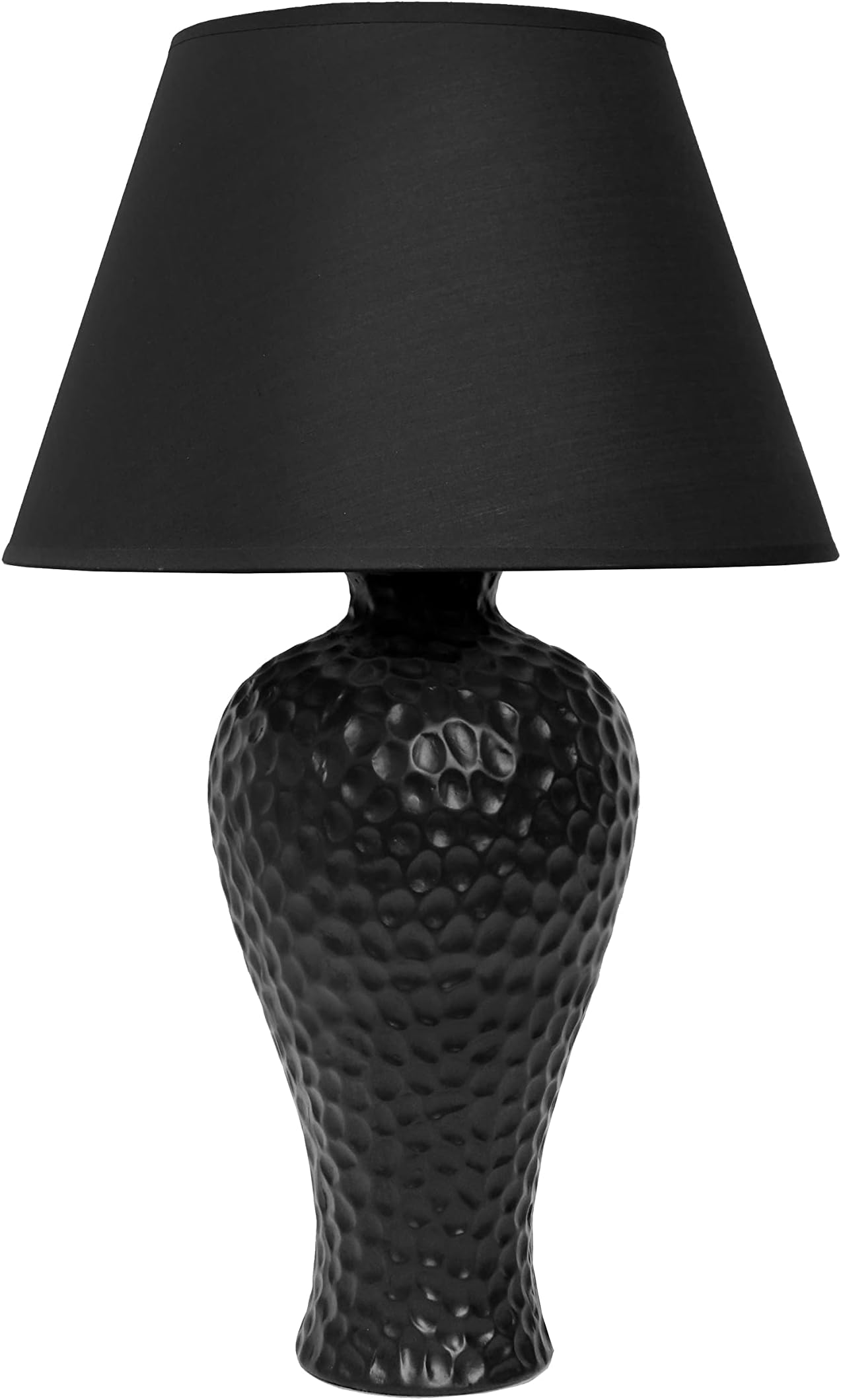 LT2004-BLK Texturized Curvy Ceramic Table Lamp, Black