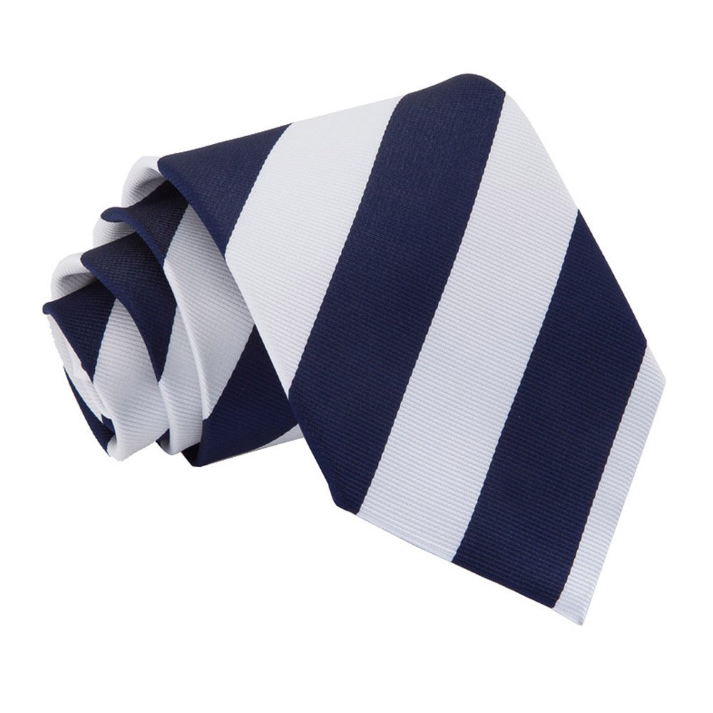 Dqt Men's Stripe Navy & White Blue Solid Plain Stripe Floral Paisley Polka Dot Neck Tie