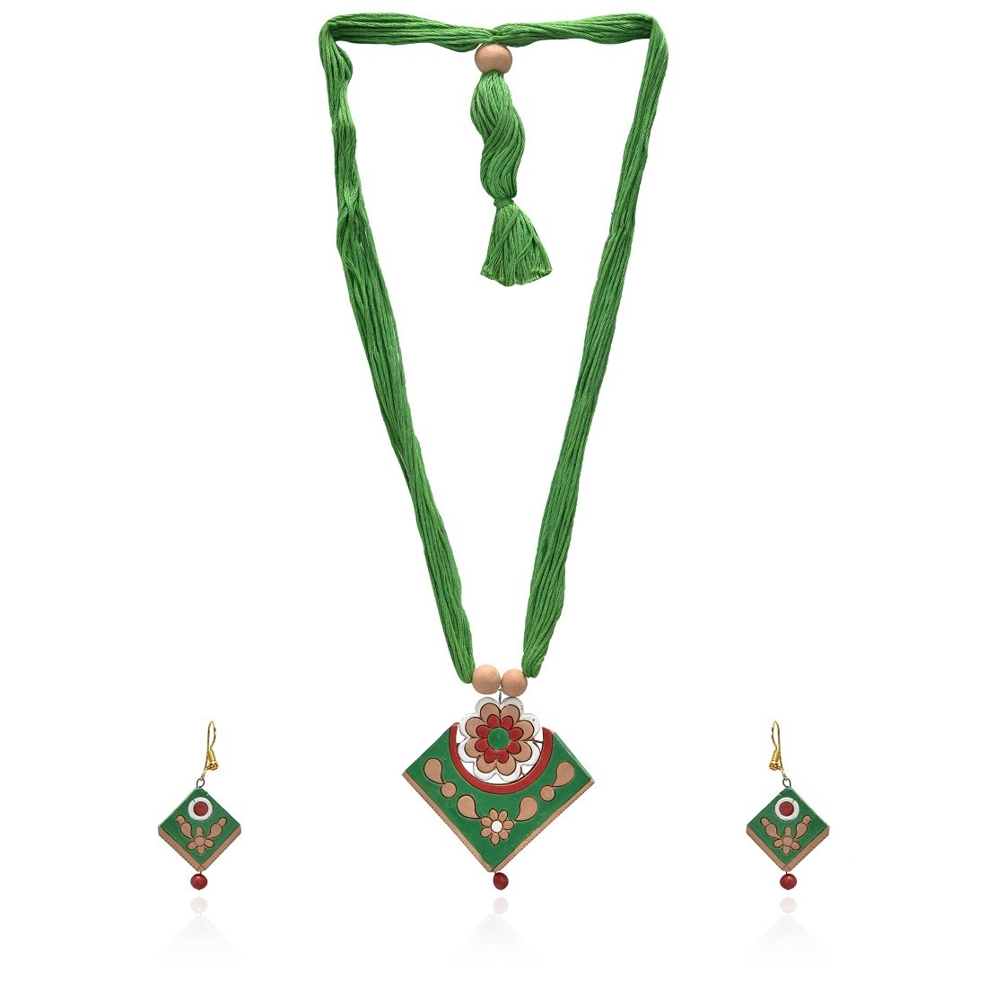RAI COLLECTION Green Terracotta Strand Necklace Set for Women (B07BP34DDX) Amazon Price History, Amazon Price Tracker