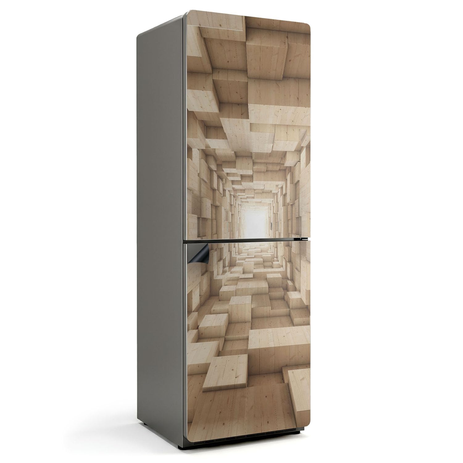 Tapis magnétique 60x180 cm effet blocs de bois mat pour cuisine