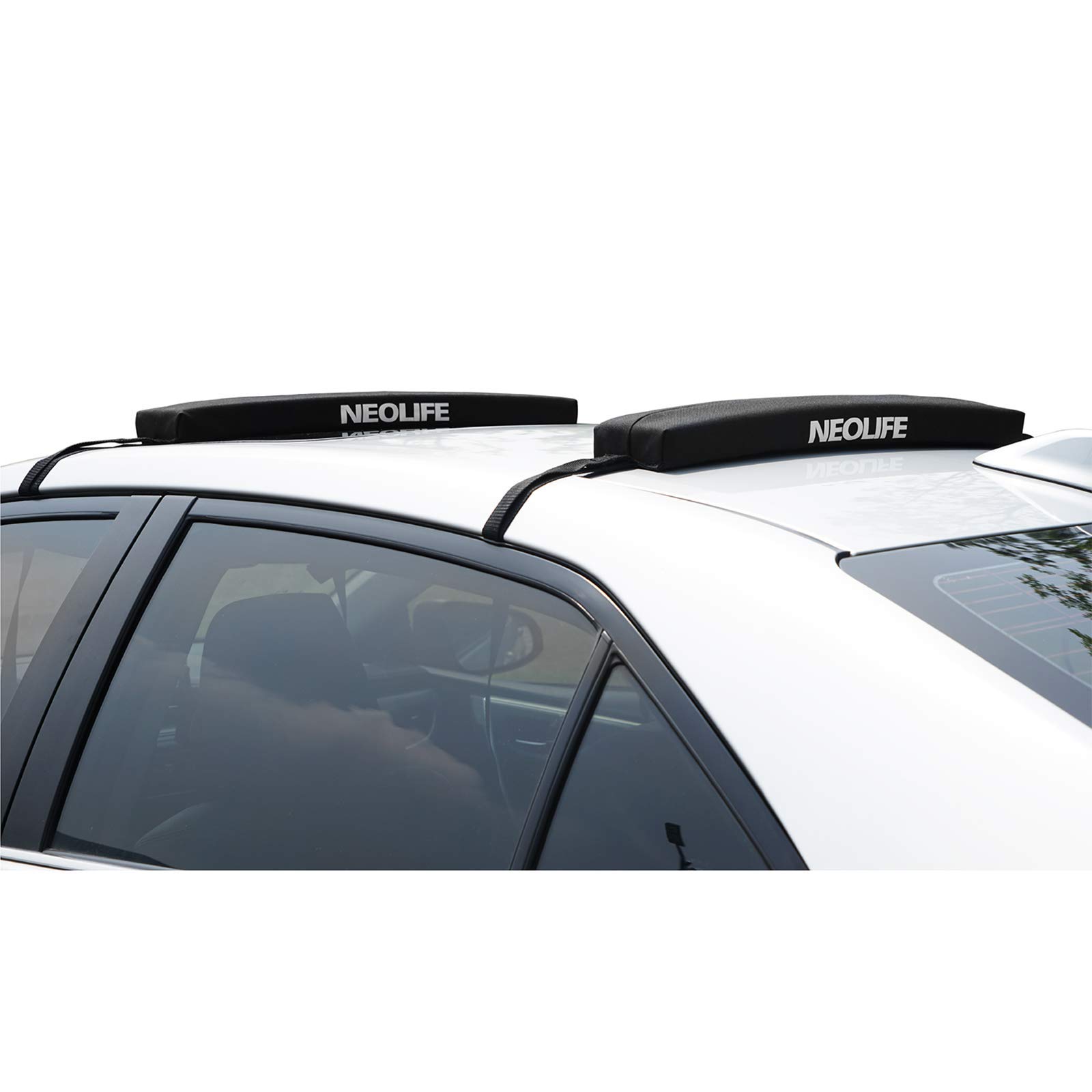 wonitago Surfboard Soft Roof Rack Pads with Tie Down Straps, 19"/28" Long (Pair), Universal Car Roof Rack for Paddleboard, Snowboard, Canoes