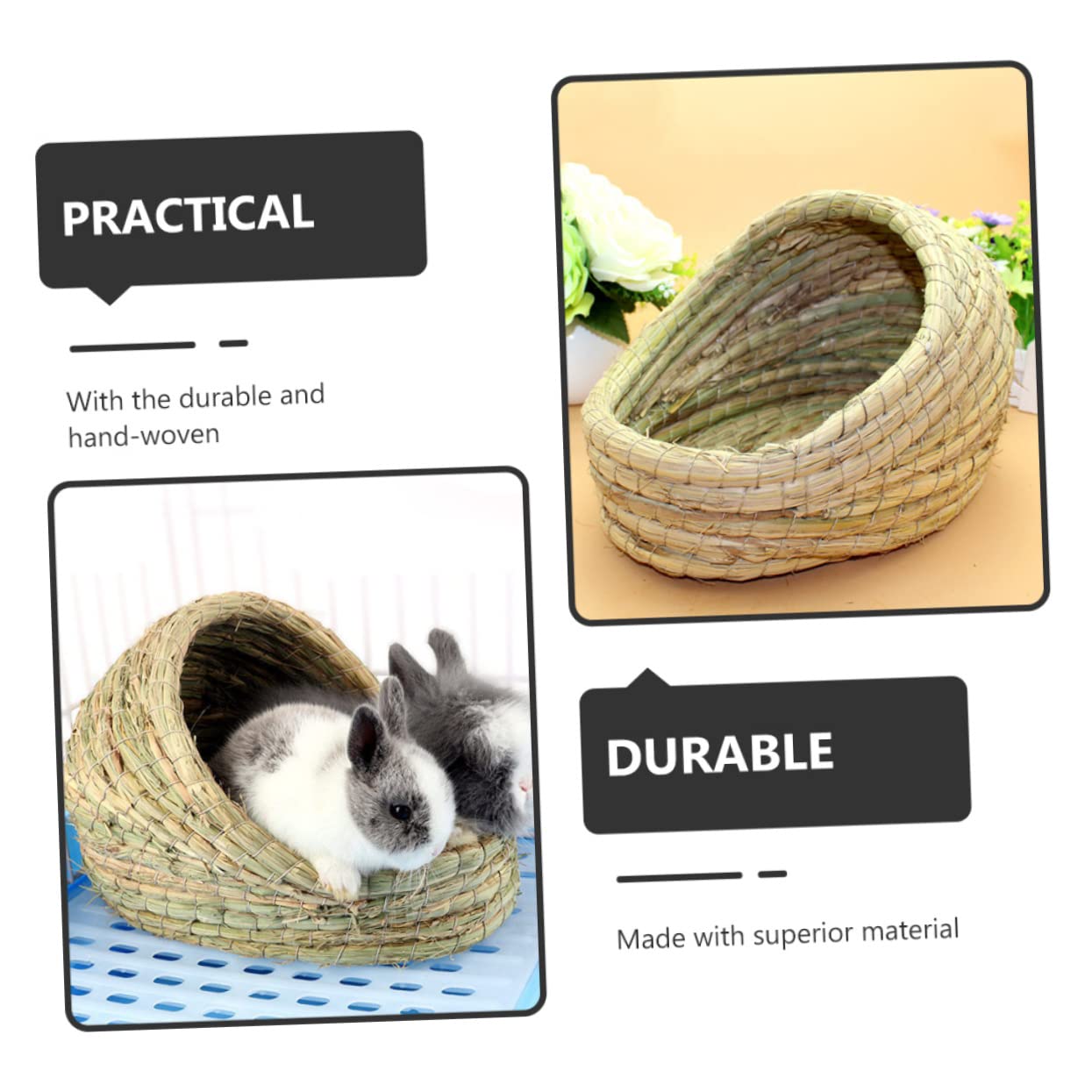 Gniazdo Królika Critter Klatka Chomik Świnka Morska Domy Pet Jaskinia Jeż Pościel Łóżko Bunny Trawa Dom Rabin(Ax4pcs,20X15cm)