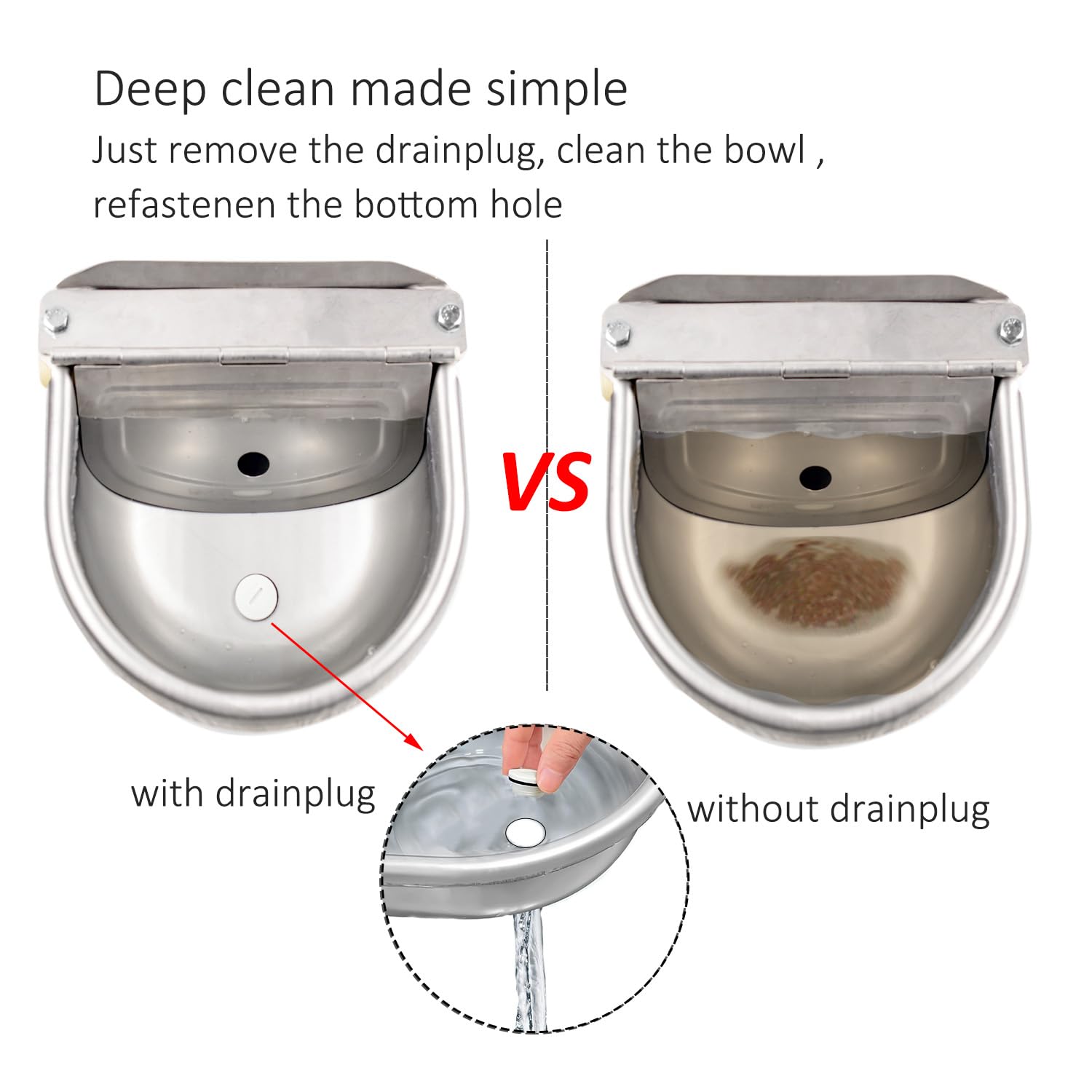 Distributore automatico di acqua per cani Dispenser per ciotola d'acqua di grandi dimensioni in acciaio inossidabile Alimentatore per abbeveratoio automatico per pollame e bestiame
