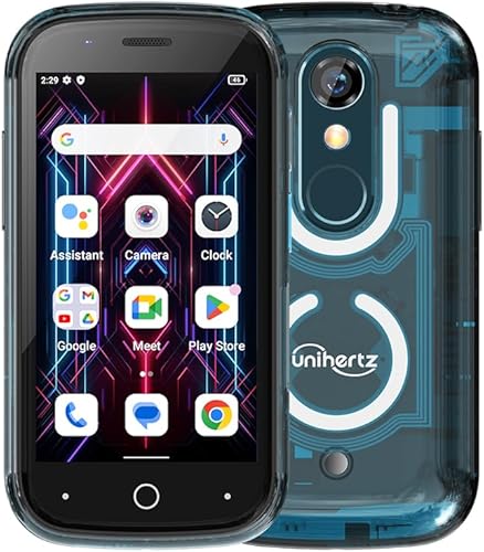 Unihertz Jelly Star, el teléfono inteligente 4G Android 13 más pequeño del mundo, diseño transparente, luz LED NFC OTG, azul (compatible con