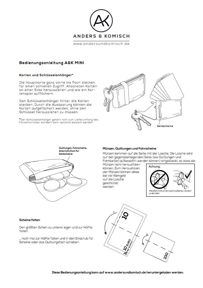 Anders & Komisch Mini Portemonnaie mit Münzfach Kartenetui Herren Kleine Geldbörse Damen Slim Wallet Nachhaltige Geldbeutel Handarbeit aus Deutschland
