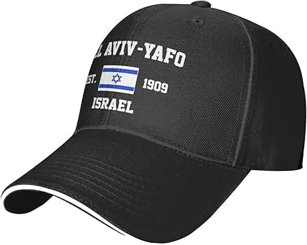 DABOYOZHZH Israel EST.1909 Tel Aviv-Yafo Baseball Cap Adjustable