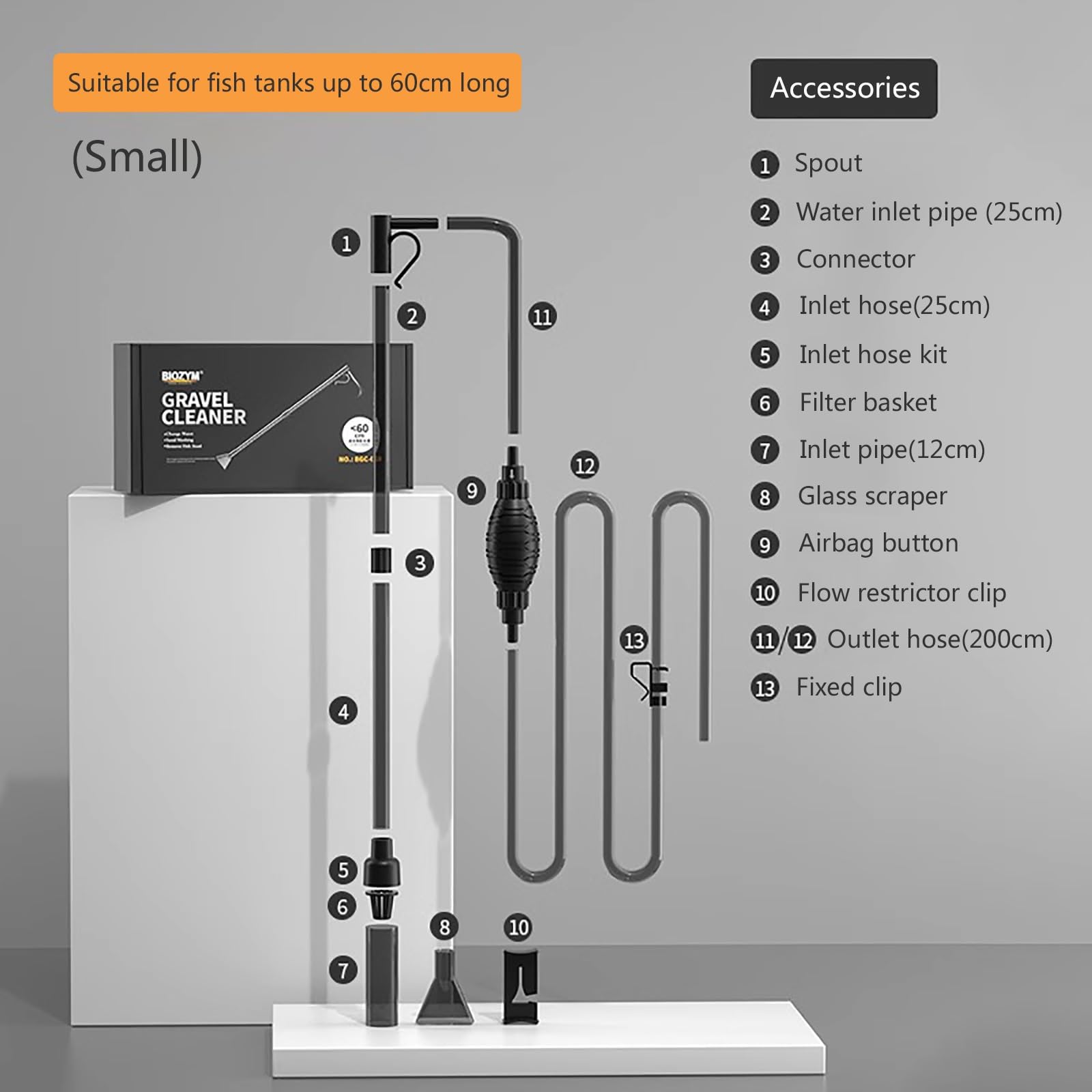 Limpiador Manual De Grava para Acuarios, Kit Limpiador De Arena para Peceras, Limpiador De Algas, Apto para Cambio De Filtro De Agua y Circulación De Agua(S)