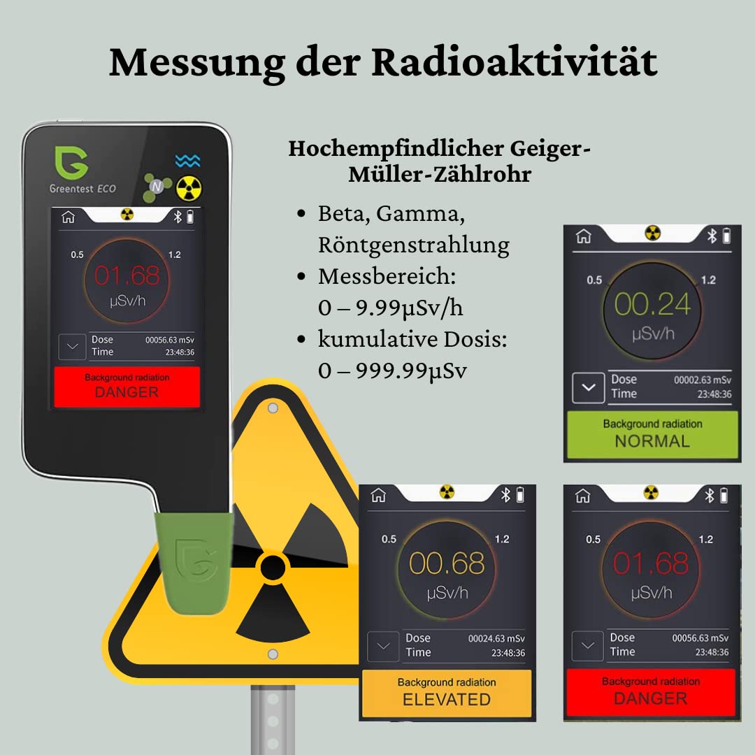 Greentest Eco 5 6in1 Rilevatore di Nitrati e Radiazioni TDS Geiger Counter Portatile (Nero)