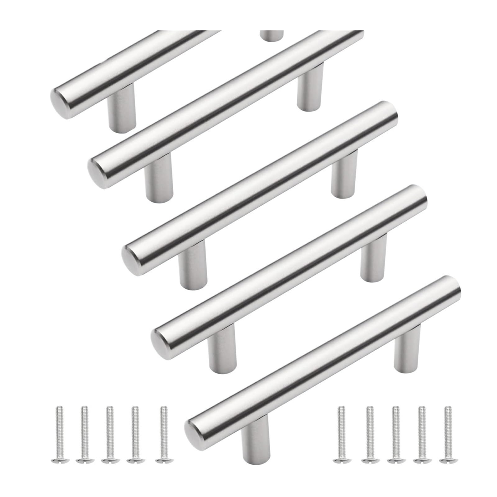 Znjamn Silver 5 Pcs Classic Cabinet Handles Dresser Drawer Pulls, Bathroom Hardware, 96Mm Hole Centers For Cabinet