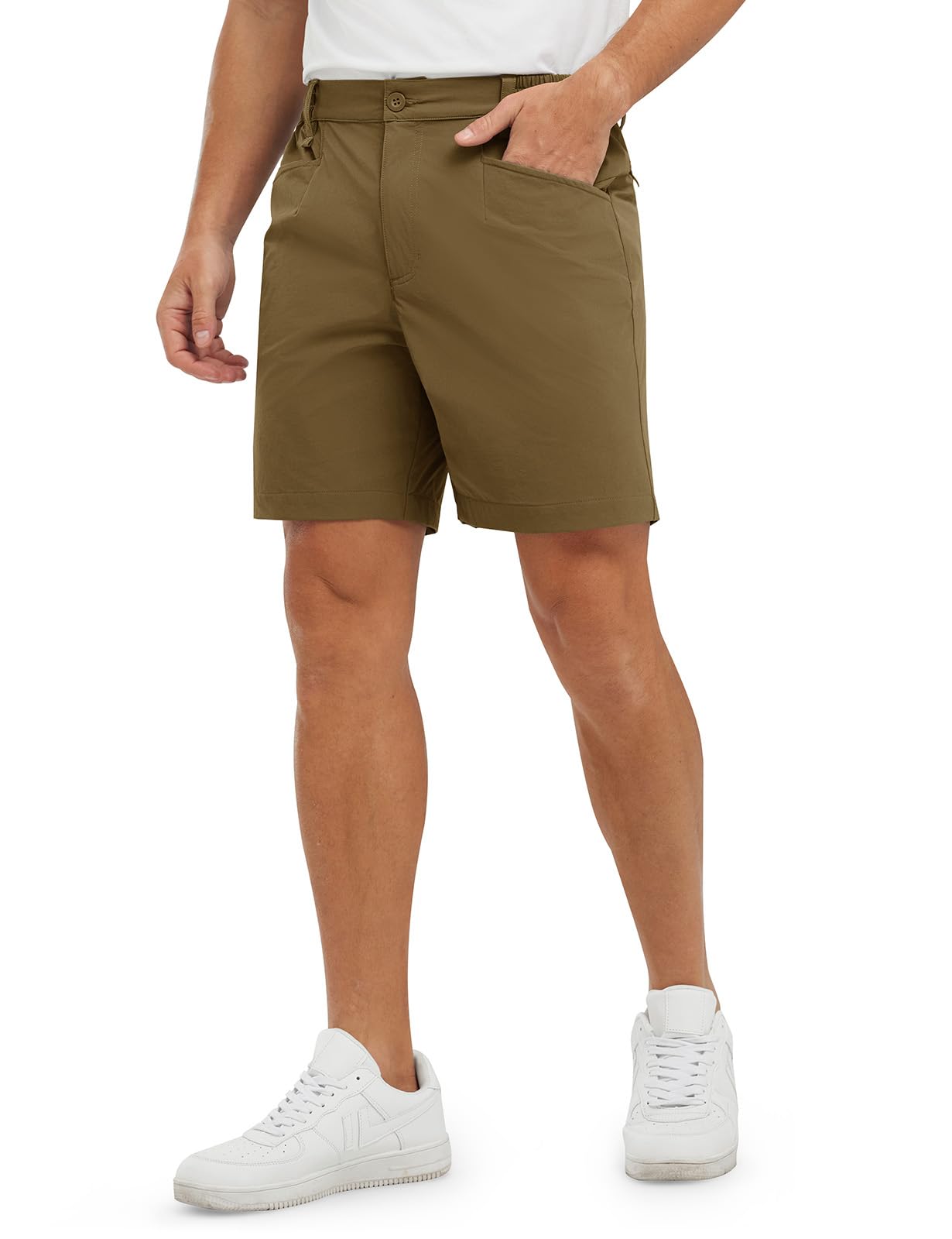 TBMPOY Men's Golf Shorts 7" Stretch Dress Casual Elastic Waist Short Quick Dry Lightweight Hiking Shorts with 4 Pockets