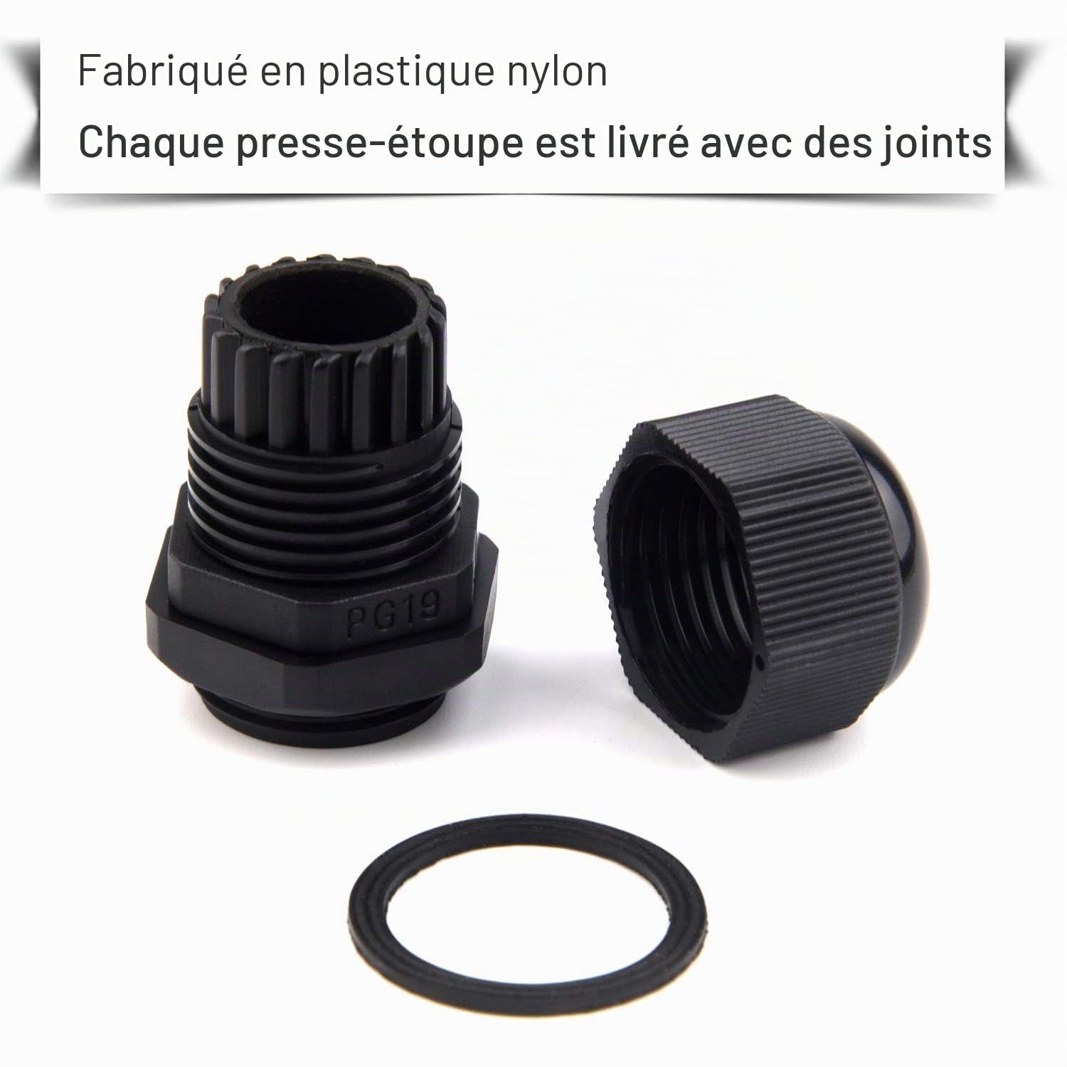 TUPARKA Lot de 50 Presse-étoupes étanches réglables 3–16 mm en Plastique avec Joints d'étanchéité dans Une boîte en polypropylène