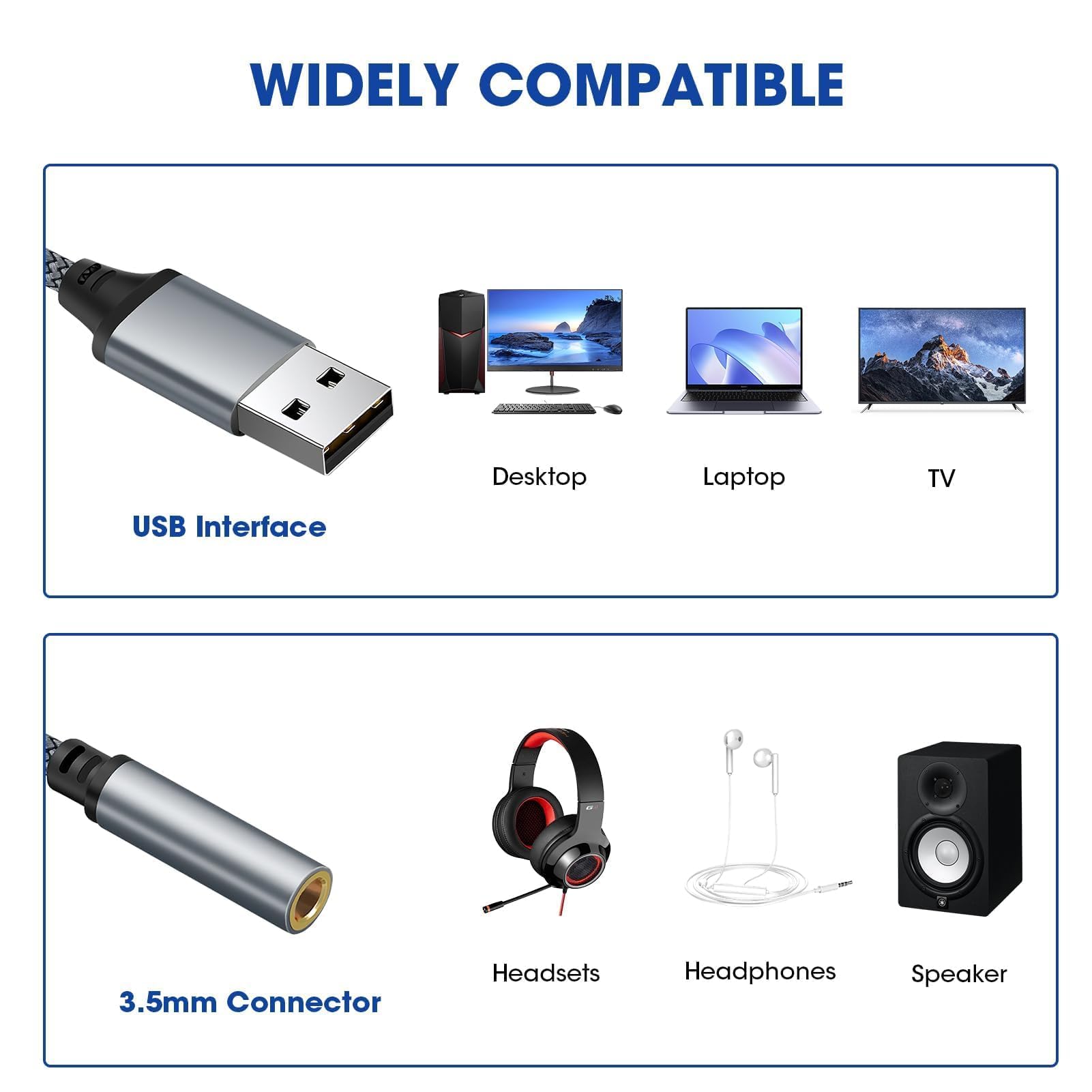 Adattatore USB a jack da 3,5 mm, mini scheda audio portatile, jack esterno per cuffie audio, microfono, altoparlante, plug e play, compatibile con più dispositivi