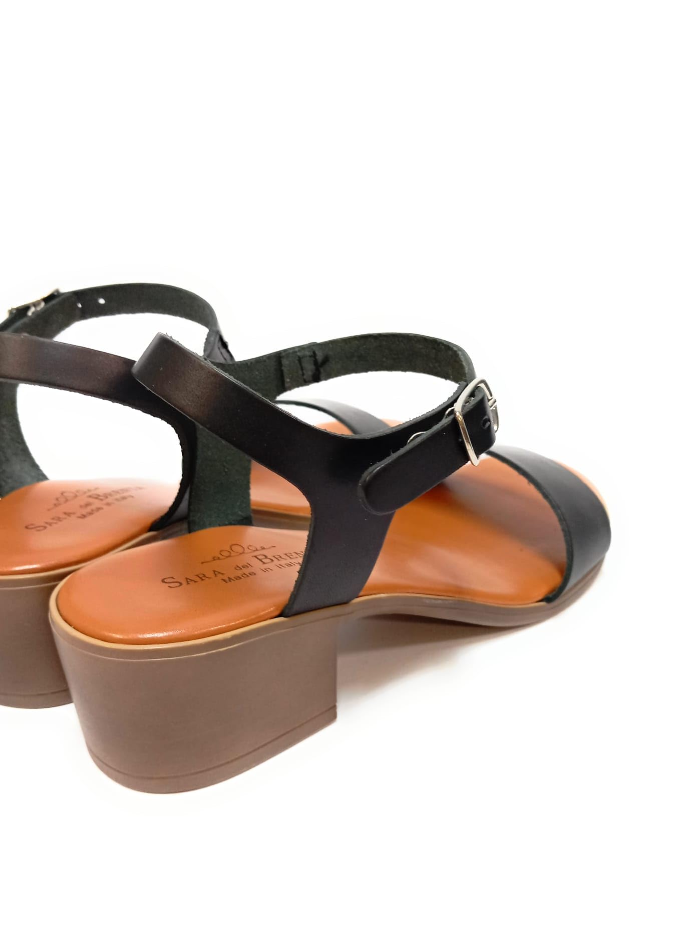 Sandali Donna Nuovi In Vera Pelle con Soletta in EcoPelle Tacco Comodo Suola Flessibile Made in Italy