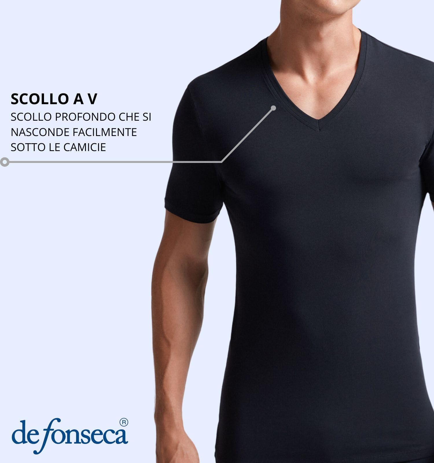 Intimitaly deFonseca - Set 3 Magliette Intime Uomo Cotone Pettinato Girocollo e Scollo V T Shirt Finissima Cuciture Piatte Intimo Maglietta Uomo Nera Bianca e Colorata