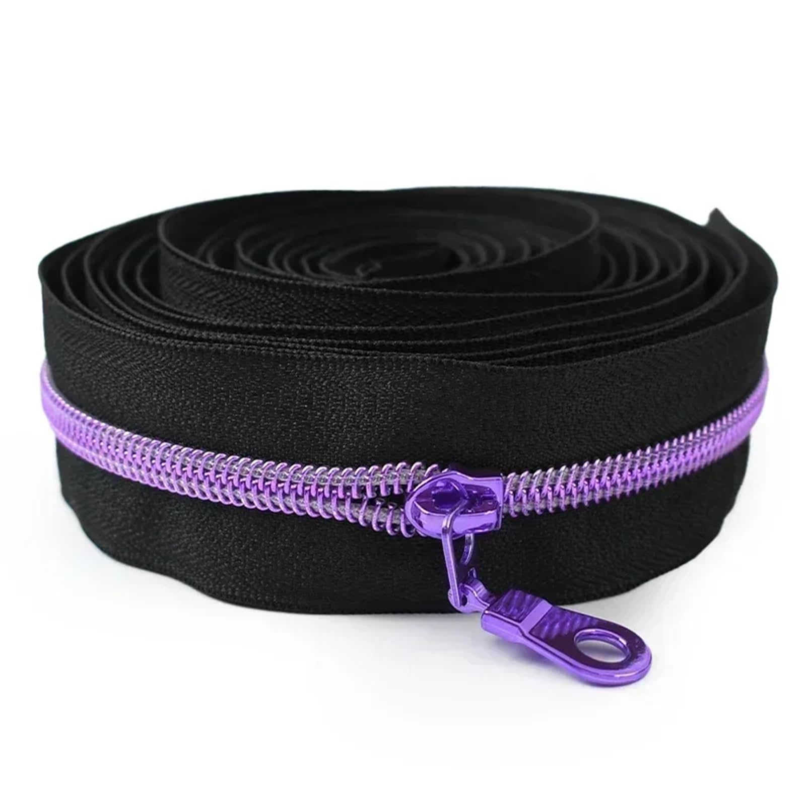 Two Way Zipper 1-5M 5# Nylon Zippers Tape with Zipper Puller Sewing Bag Clothing Zips Head Shoes Jacket Zip DIY Tailor Accessories(KY377ZT179-Purple,3MZips3PcsSliders)