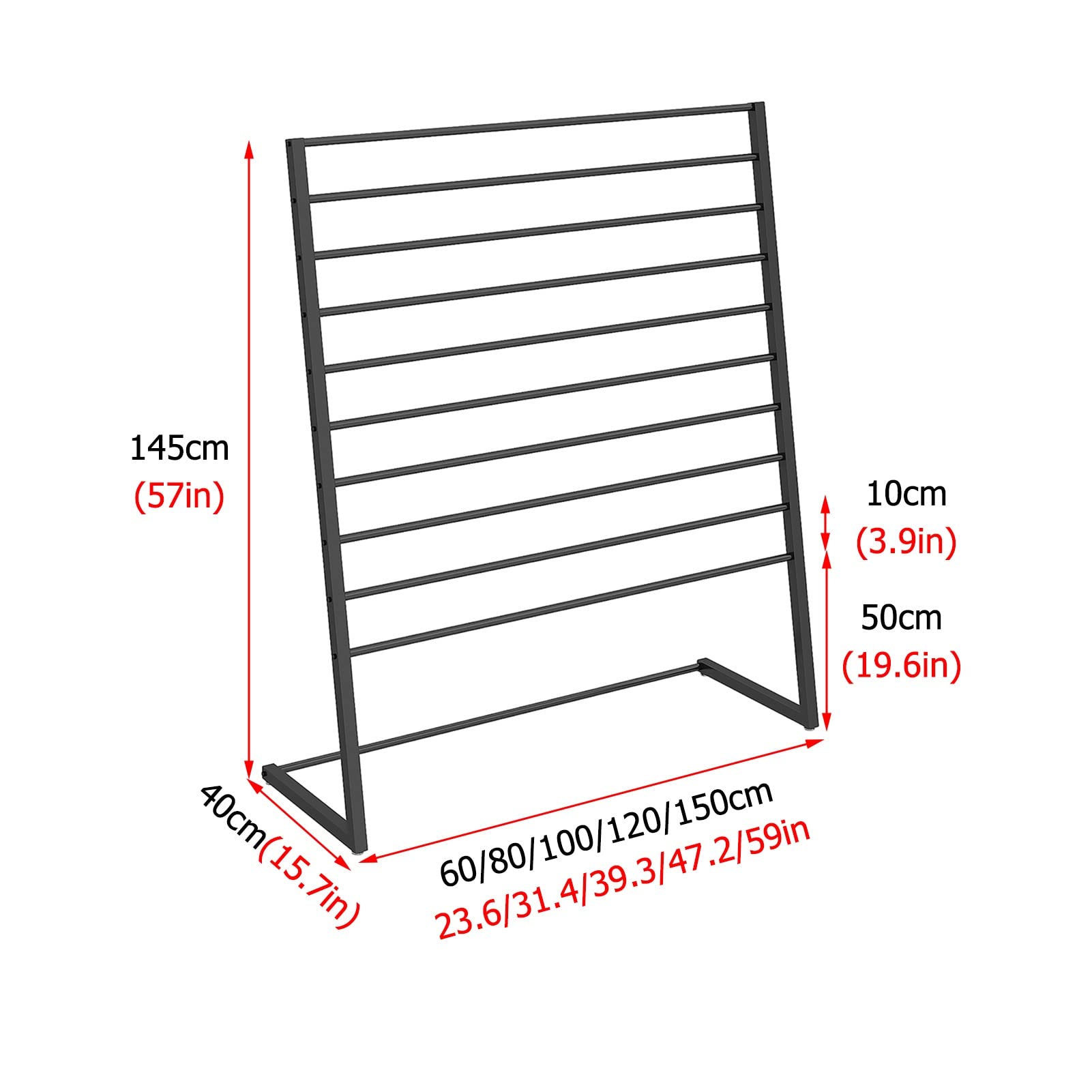 UWYTGF 10 Layer Metal Scarf Holder Floorstanding,Shawl/Hijab/Ribbon/Blanket Multi-Purpose Show Rack,Large Capacity Pants Hanger,with Anti-Slip Feet Pads,Gold,Length,150Cm/59In
