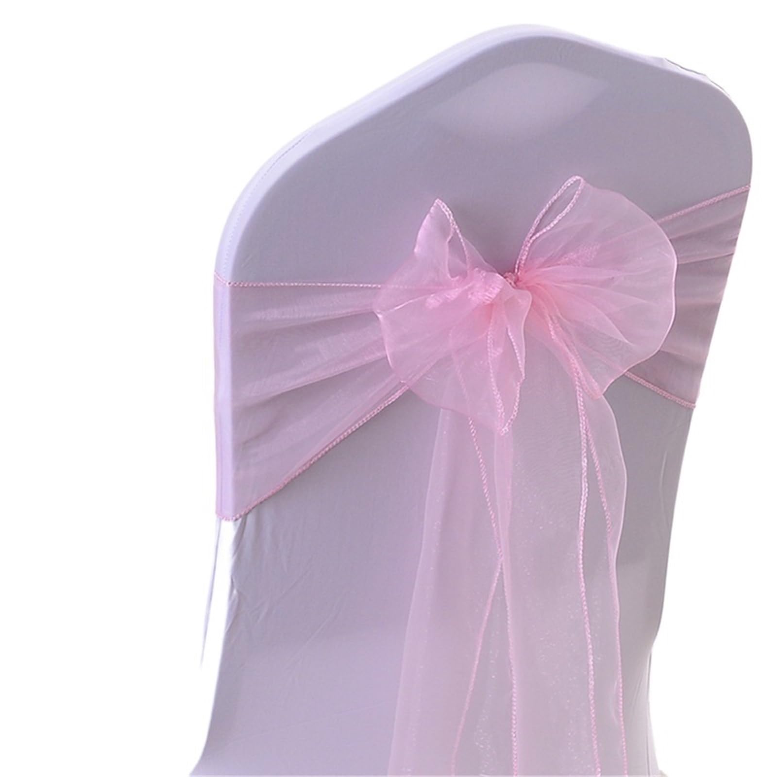 RRYPBOVG Chair Ribbon Wedding Chair Decoration Organza Sashes Knot Bands Bows For For Party Banquet Event Decors(Pink,50pcs)