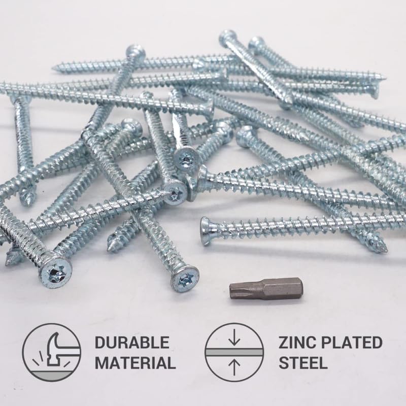 Generic (Pack of 8) Zinc Plated Steel 19/64"" x 4-13/32"" (7.5 x 112mm) Concrete Frame Screws Wood Screws Torx Head Masonry Screw Flat Head, Silver